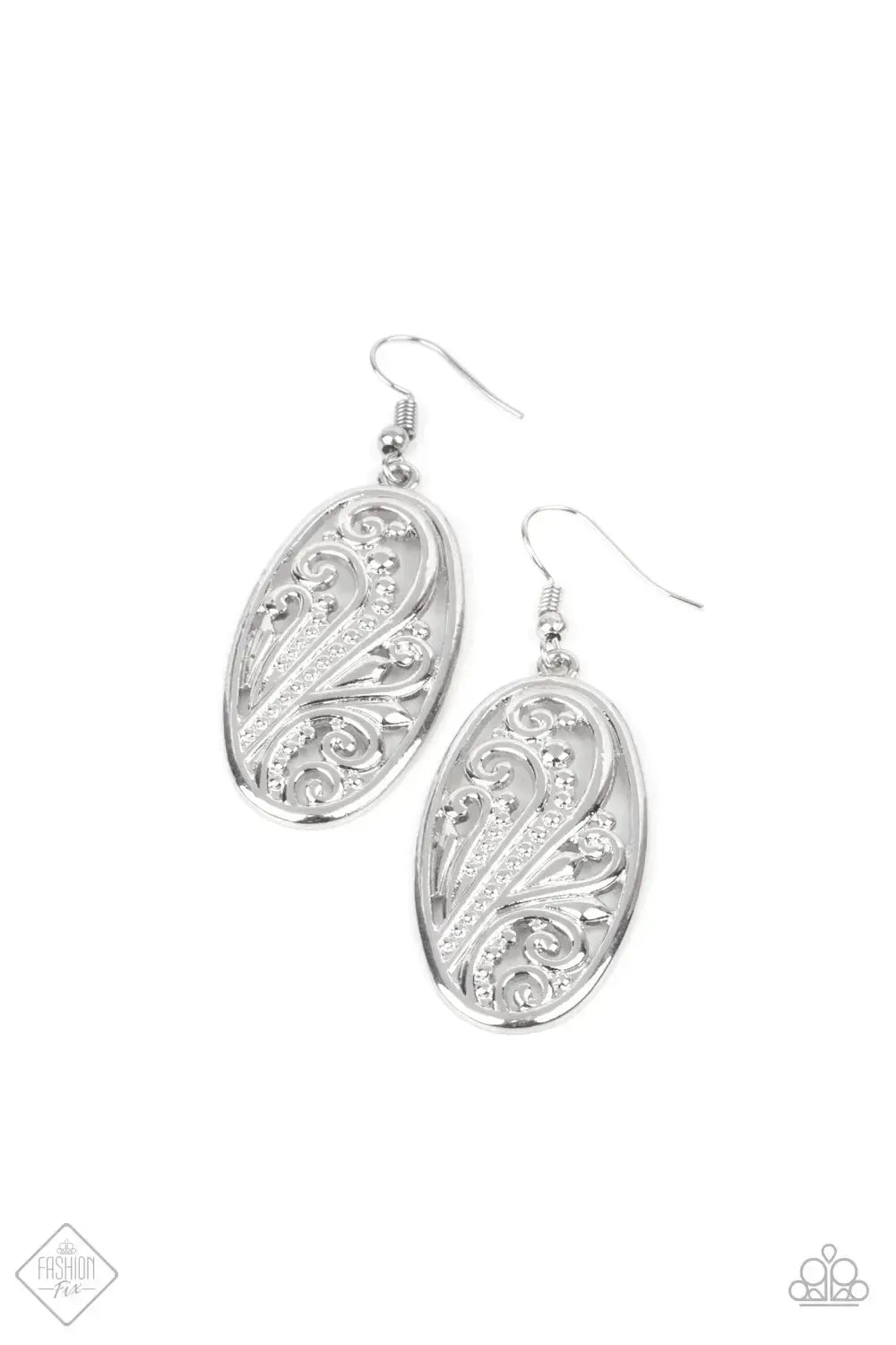 High Tide Terrace Silver Earrings - Paparazzi Accessories- lightbox - CarasShop.com - Paparazzi Jewelry by Cara Jewels