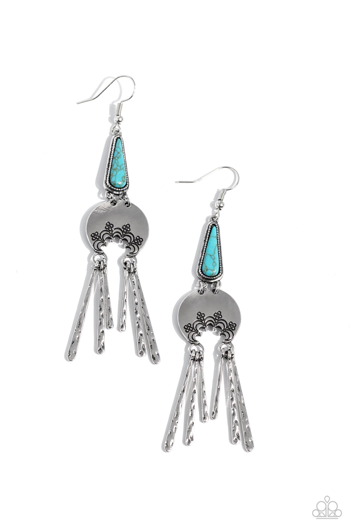 Highland Haute Turquoise Blue Stone Earrings - Paparazzi Accessories- lightbox - CarasShop.com - Paparazzi Jewelry by Cara Jewels