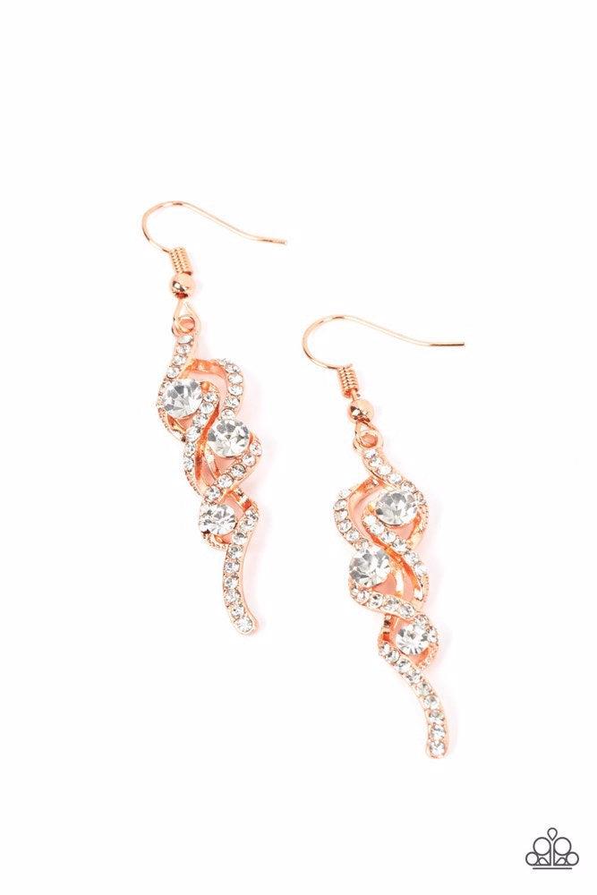 Highly Flammable Copper Earrings - Paparazzi Accessories- lightbox - CarasShop.com - Paparazzi Jewelry by Cara Jewels