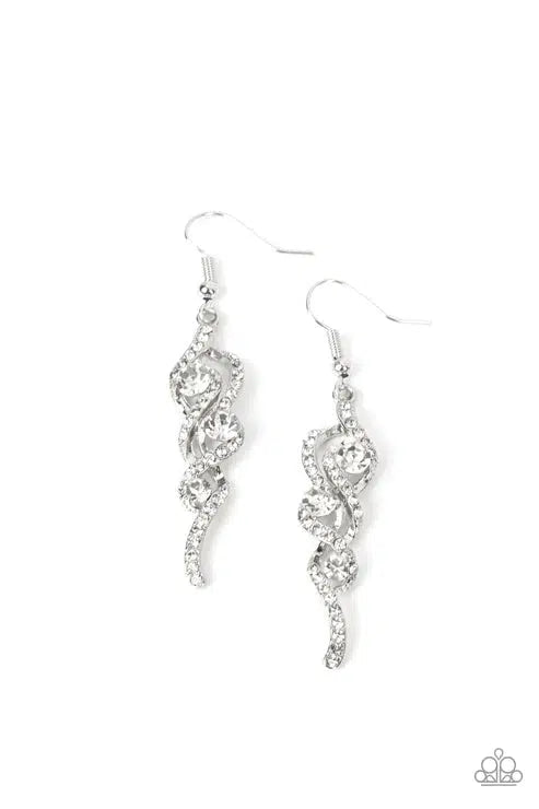 Highly Flammable White Earrings - Paparazzi Accessories- lightbox - CarasShop.com - Paparazzi Jewelry by Cara Jewels