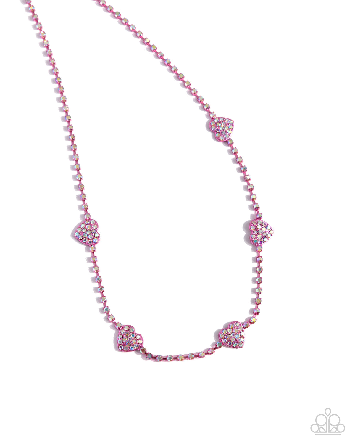 Homecoming Hearts Pink Rhinestone Heart Necklace - Paparazzi Accessories- lightbox - CarasShop.com - Paparazzi Jewelry by Cara Jewels