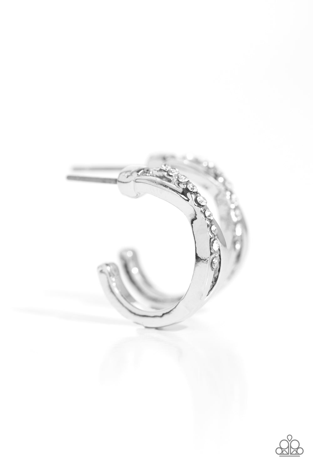Horoscopic Helixes White Infinity Hoop Earrings - Paparazzi Accessories- lightbox - CarasShop.com - Paparazzi Jewelry by Cara Jewels