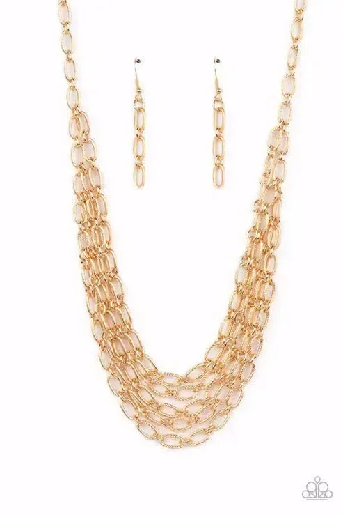 House of CHAIN Gold Necklace - Paparazzi Accessories- lightbox - CarasShop.com - Paparazzi Jewelry by Cara Jewels