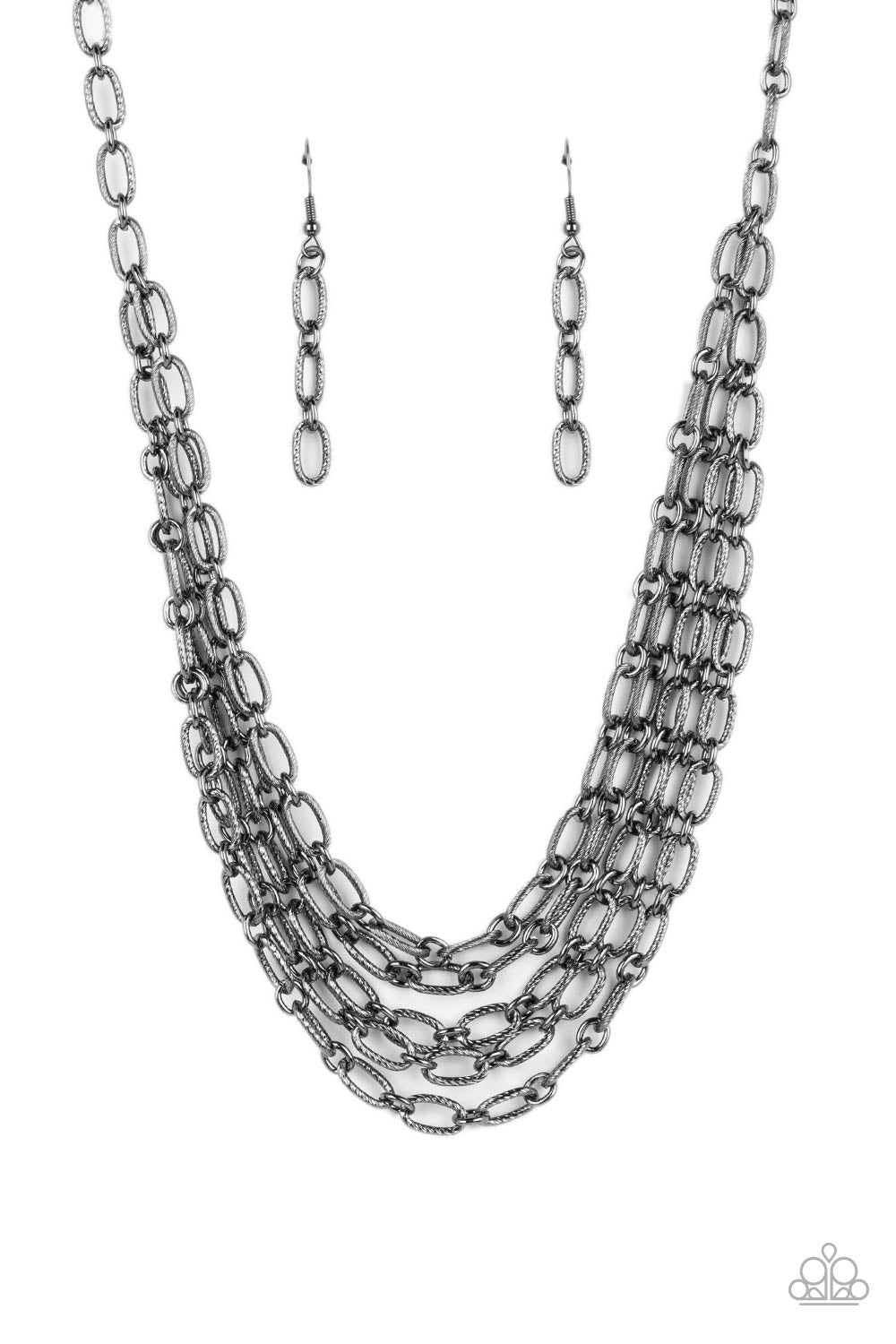 House of CHAIN Gunmetal Black Necklace - Paparazzi Accessories- lightbox - CarasShop.com - Paparazzi Jewelry by Cara Jewels