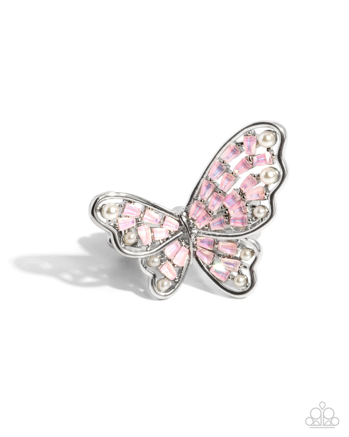 Hovering Haute Pink Rhinestone Butterfly Ring - Paparazzi Accessories- lightbox - CarasShop.com - Paparazzi Jewelry by Cara Jewels