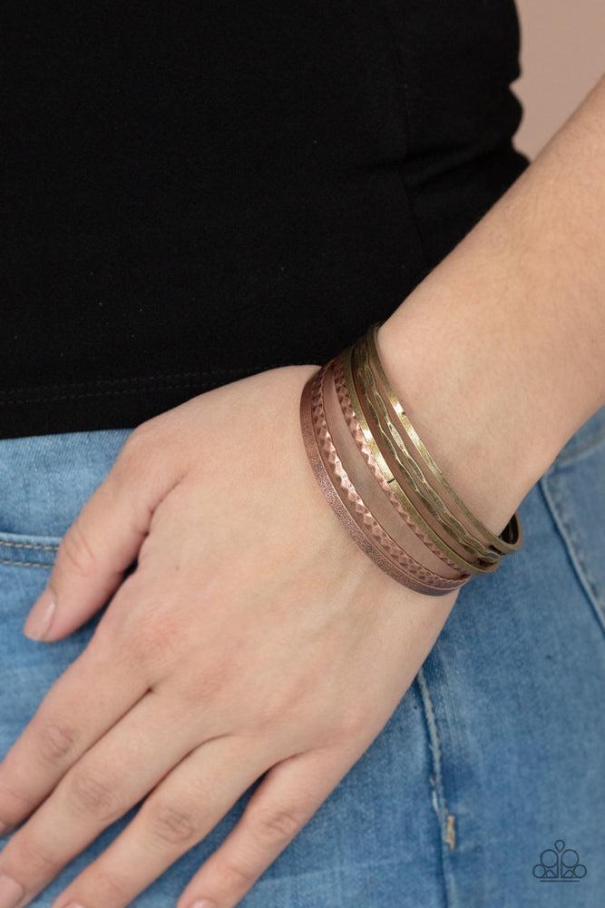 How Do You Stack Up? Multi Bracelet - Paparazzi Accessories- on model - CarasShop.com - Paparazzi Jewelry by Cara Jewels