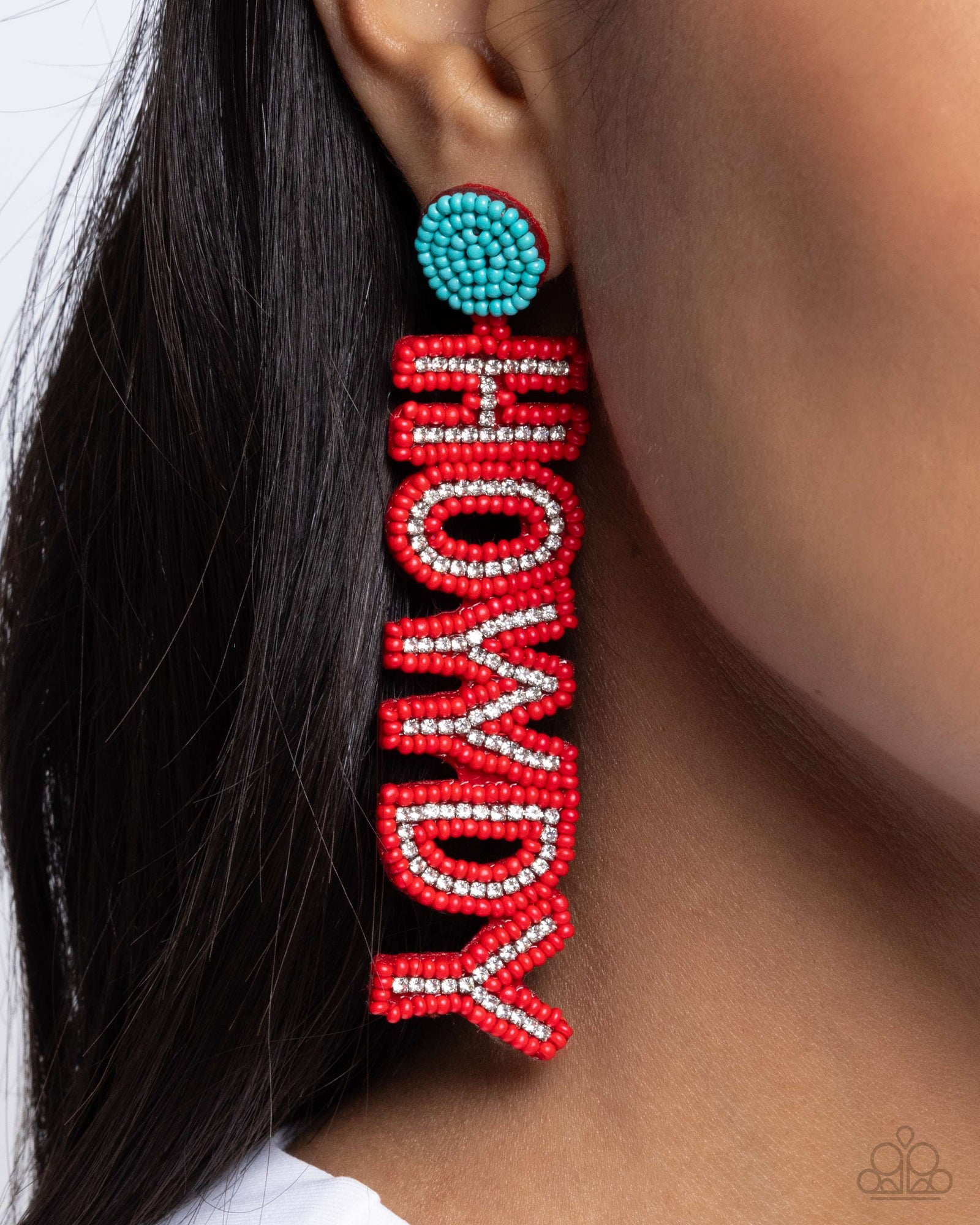 Howdy Headline Red Seed Bead Earrings - Paparazzi Accessories- lightbox - CarasShop.com - Paparazzi Jewelry by Cara Jewels