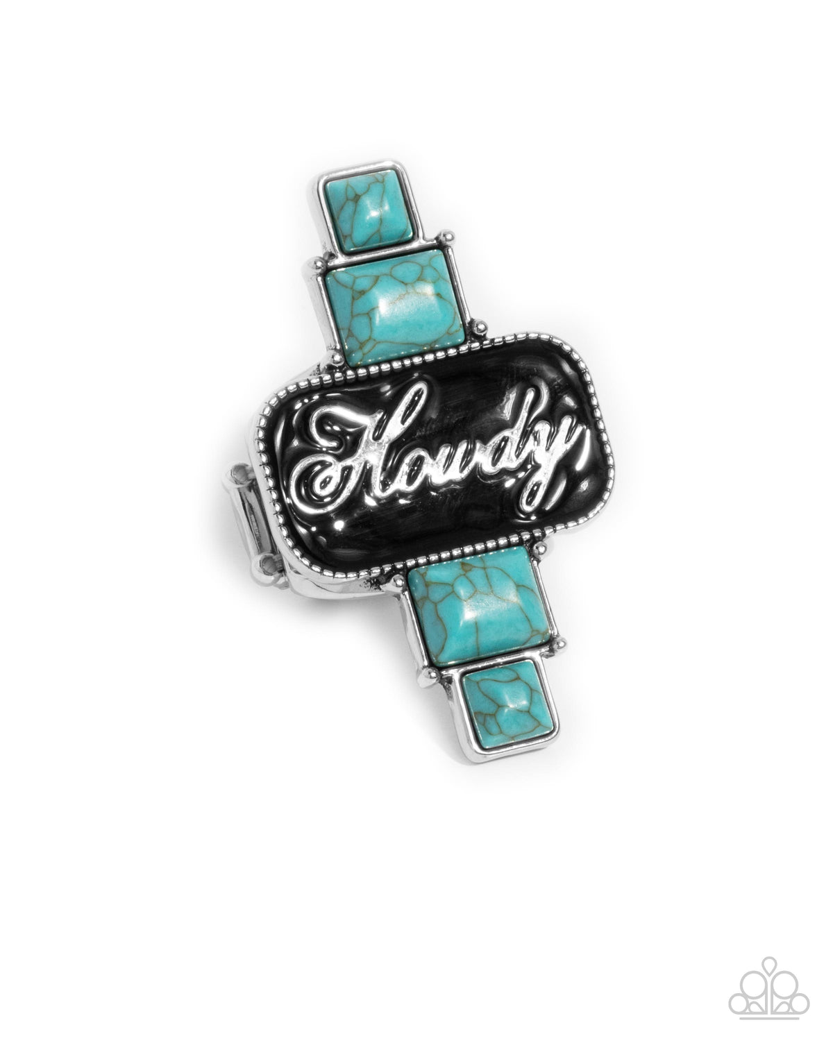 Howdy Holiday Turquoise Blue Stone Ring - Paparazzi Accessories- lightbox - CarasShop.com - Paparazzi Jewelry by Cara Jewels