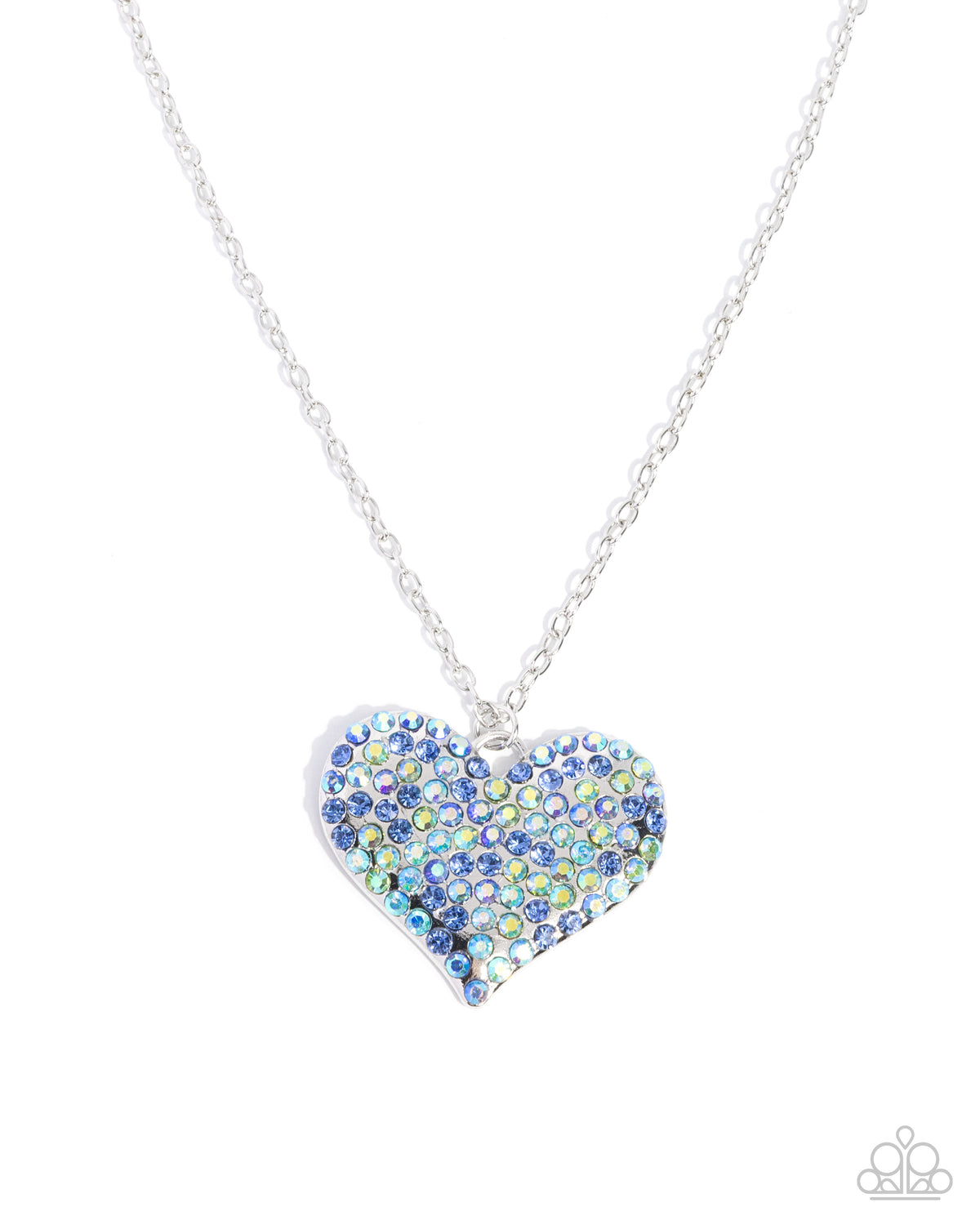 Huge Heart Blue Iridescent Rhinestone Necklace - Paparazzi Accessories- lightbox - CarasShop.com - Paparazzi Jewelry by Cara Jewels