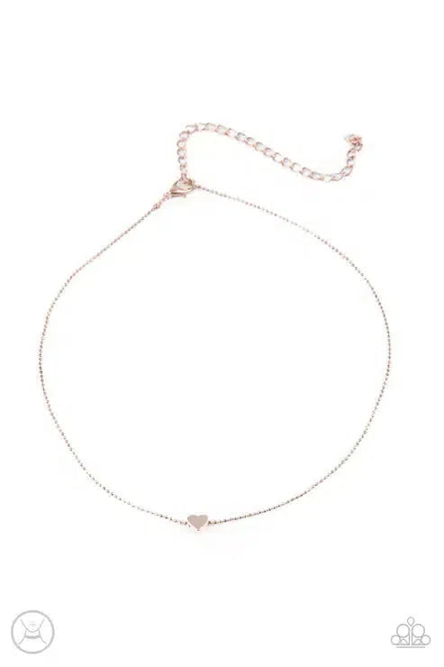 Humble Heart Rose Gold Choker Necklace - Paparazzi Accessories- lightbox - CarasShop.com - Paparazzi Jewelry by Cara Jewels