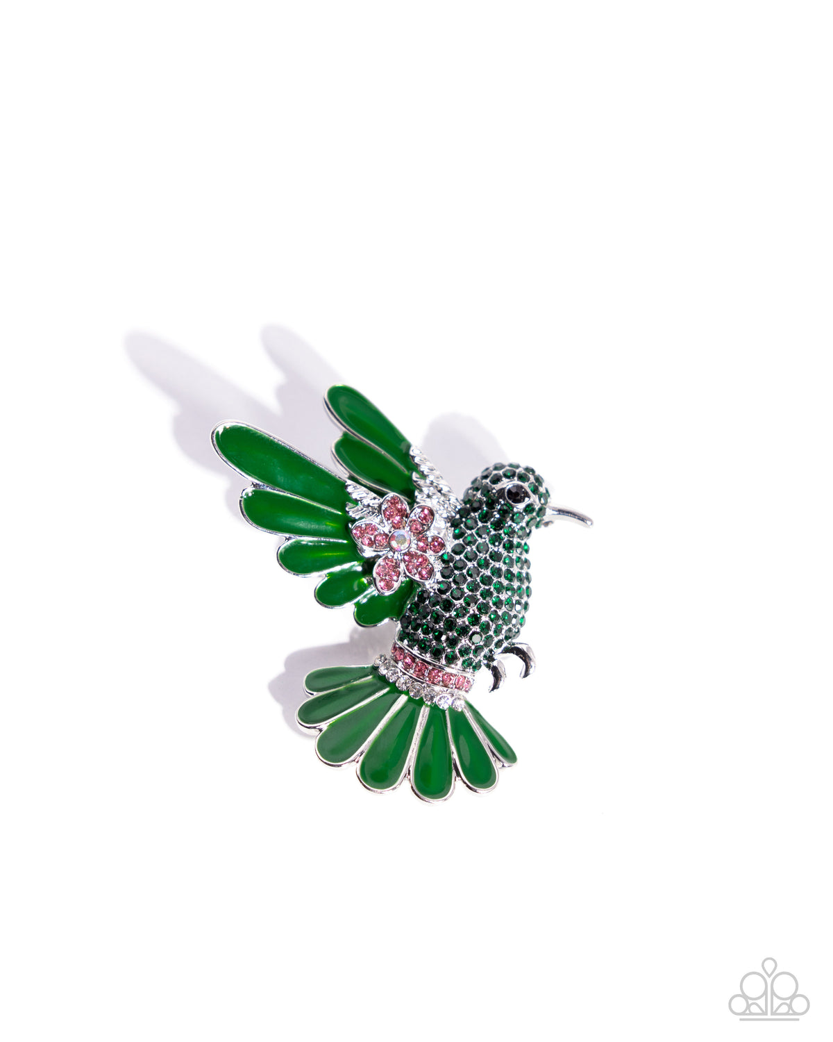 Hummingbird Heirloom Green Rhinestone Brooch - Paparazzi Accessories- lightbox - CarasShop.com - Paparazzi Jewelry by Cara Jewels