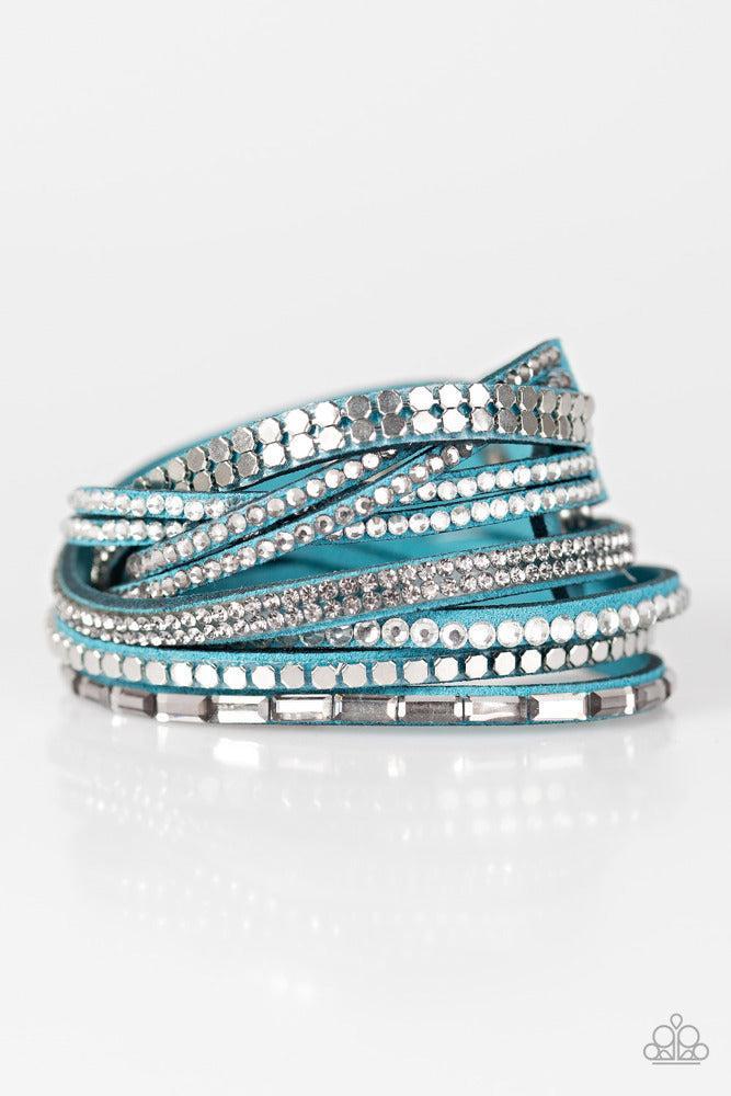 I Came To Slay Blue Wrap Bracelet - Paparazzi Accessories- lightbox - CarasShop.com - Paparazzi Jewelry by Cara Jewels
