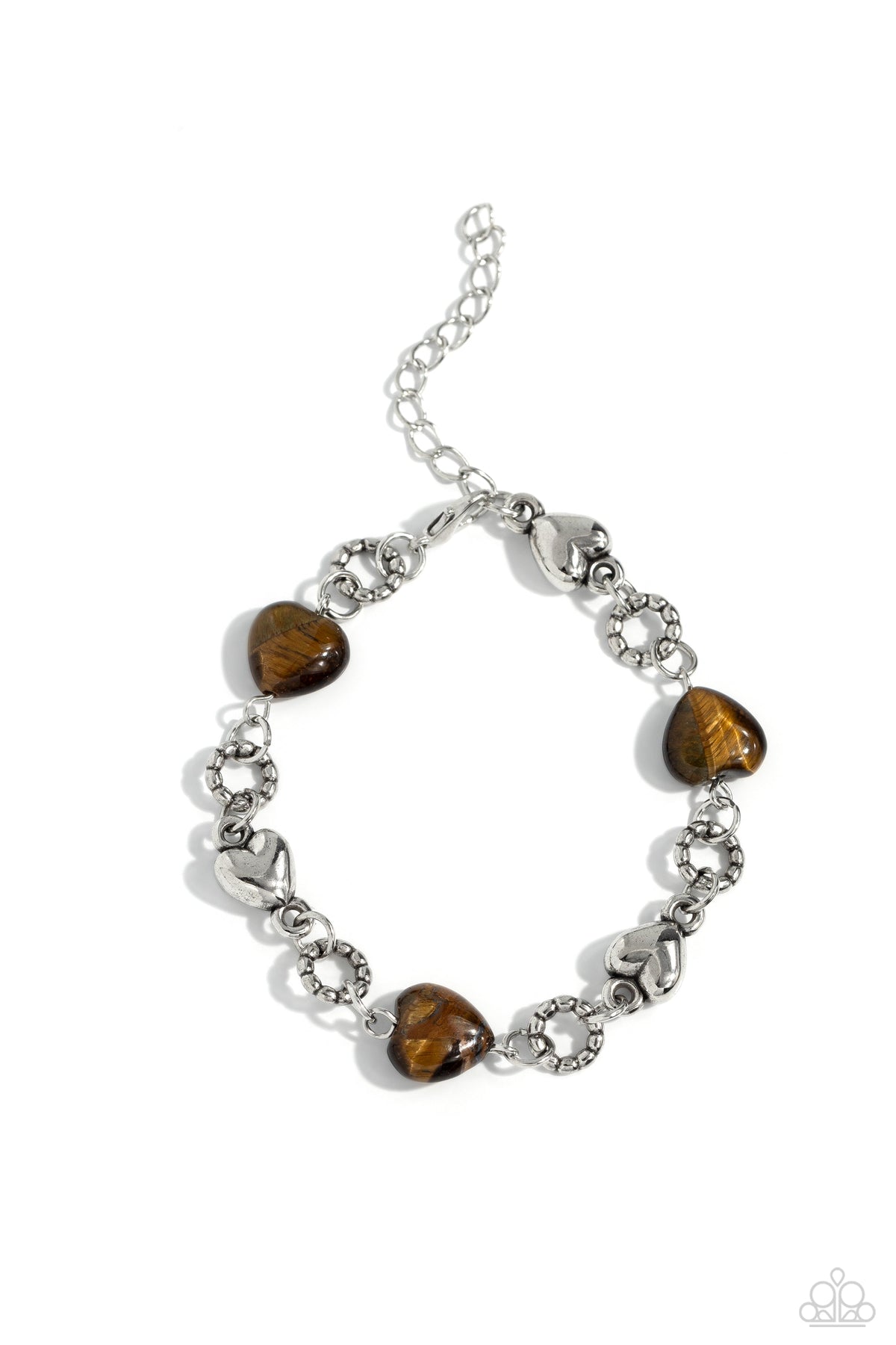 I Can Feel Your Heartbeat Brown Tiger's Eye Stone Bracelet - Paparazzi Accessories- lightbox - CarasShop.com - Paparazzi Jewelry by Cara Jewels