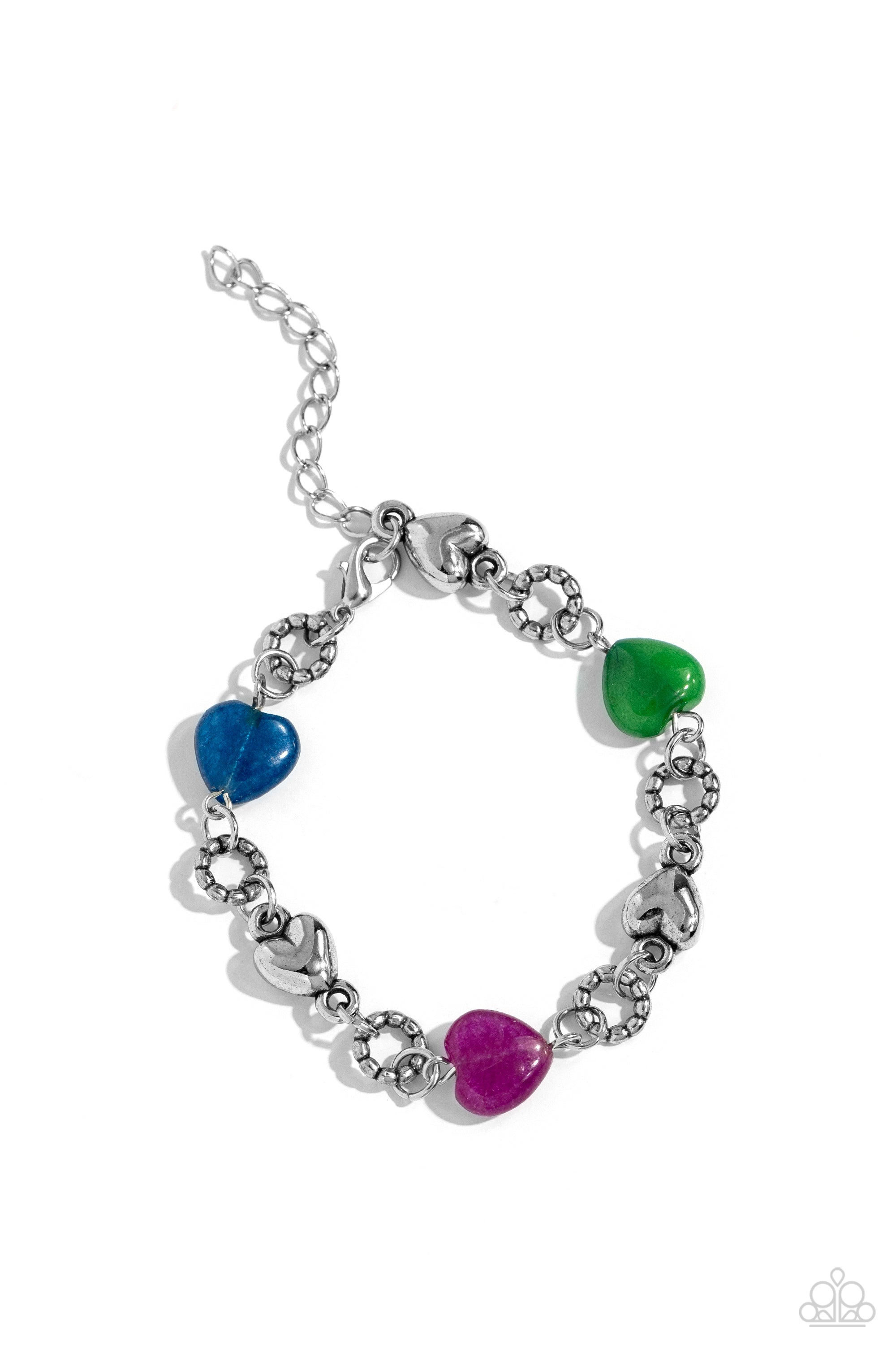 I Can Feel Your Heartbeat Multi Stone & Silver Bracelet - Paparazzi Accessories- lightbox - CarasShop.com - Paparazzi Jewelry by Cara Jewels