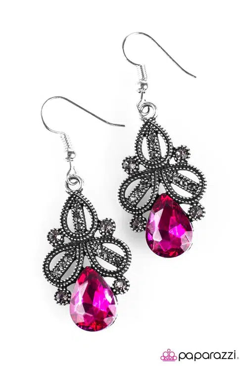 I Dream in Glitter Pink Earrings - Paparazzi Accessories- lightbox - CarasShop.com - Paparazzi Jewelry by Cara Jewels