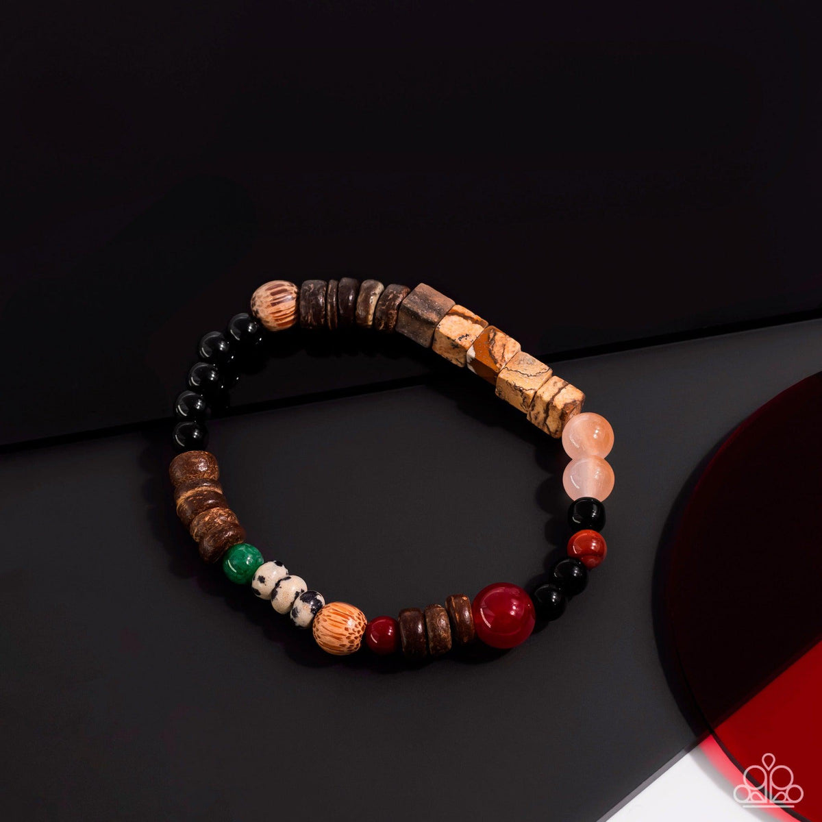 I "WOOD" Be So Lucky Orange Bracelet - Paparazzi Accessories- flat lay - CarasShop.com - Paparazzi Jewelry by Cara Jewels