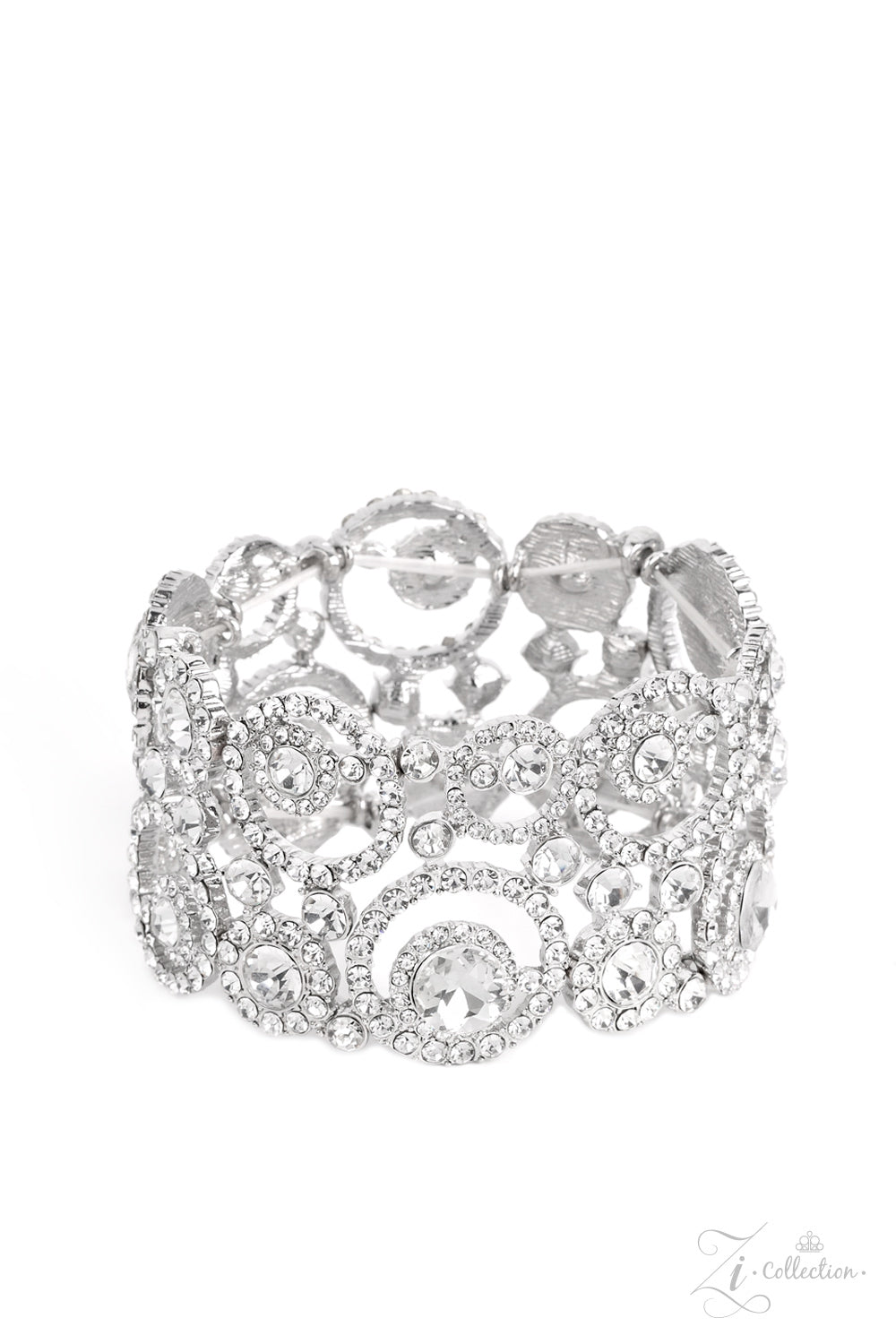 Impeccable Illumination White Rhinestone Zi Collection Bracelet - Paparazzi Accessories- lightbox - CarasShop.com - Paparazzi Jewelry by Cara Jewels