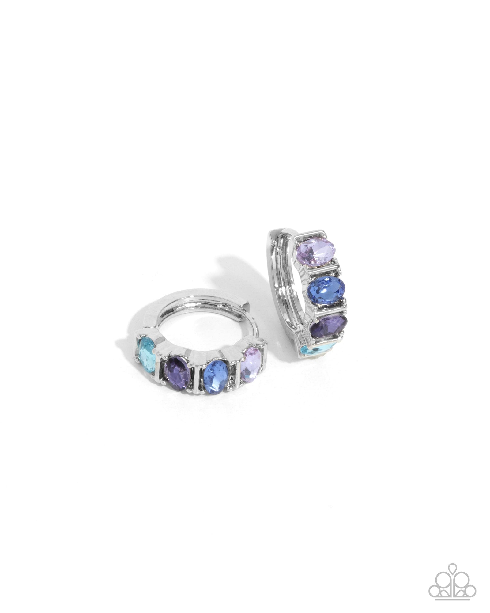 Impressive Impact Blue Rhinestone Hoop Earrings - Paparazzi Accessories- lightbox - CarasShop.com - Paparazzi Jewelry by Cara Jewels