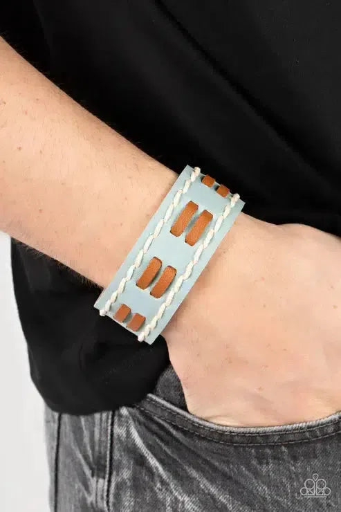 In The FRONTIER Running Blue Bracelet - Paparazzi Accessories-on model - CarasShop.com - Paparazzi Jewelry by Cara Jewels