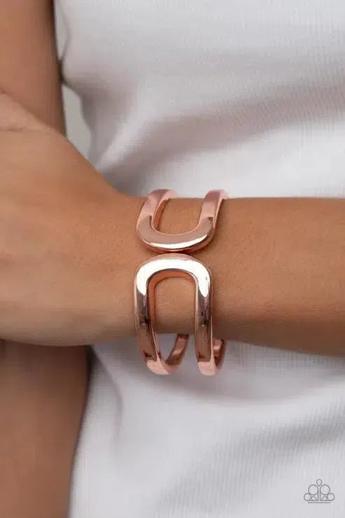 Industrial Empress Copper Bracelet - Paparazzi Accessories- on model - CarasShop.com - Paparazzi Jewelry by Cara Jewels