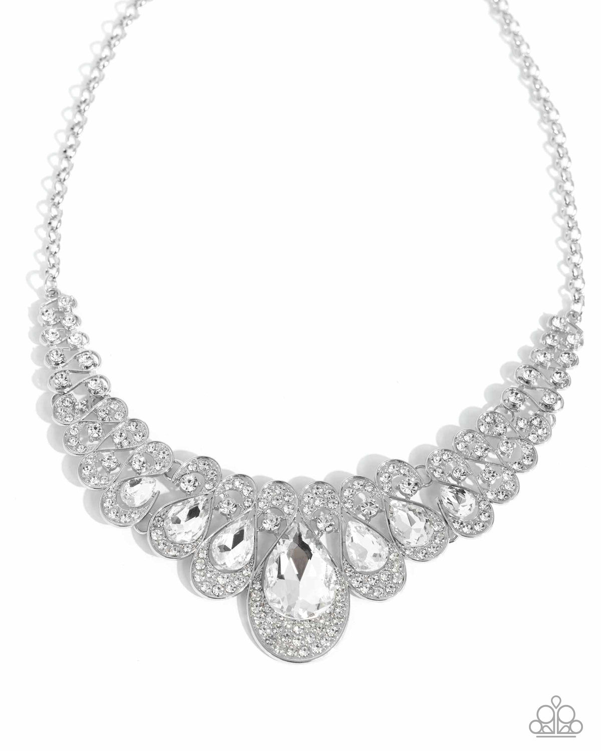 Infinite Idol White Rhinestone Necklace - Paparazzi Accessories- lightbox - CarasShop.com - Paparazzi Jewelry by Cara Jewels