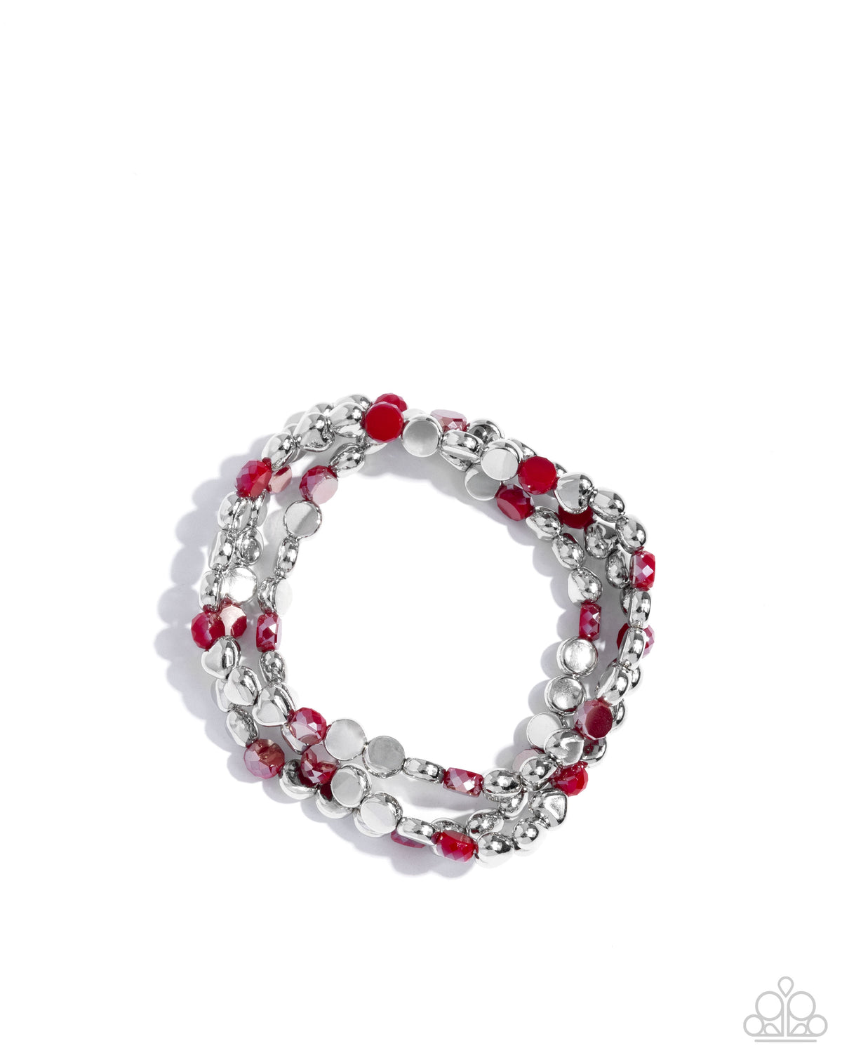 Instant Shimmer Red & Silver Bracelet - Paparazzi Accessories- lightbox - CarasShop.com - Paparazzi Jewelry by Cara Jewels