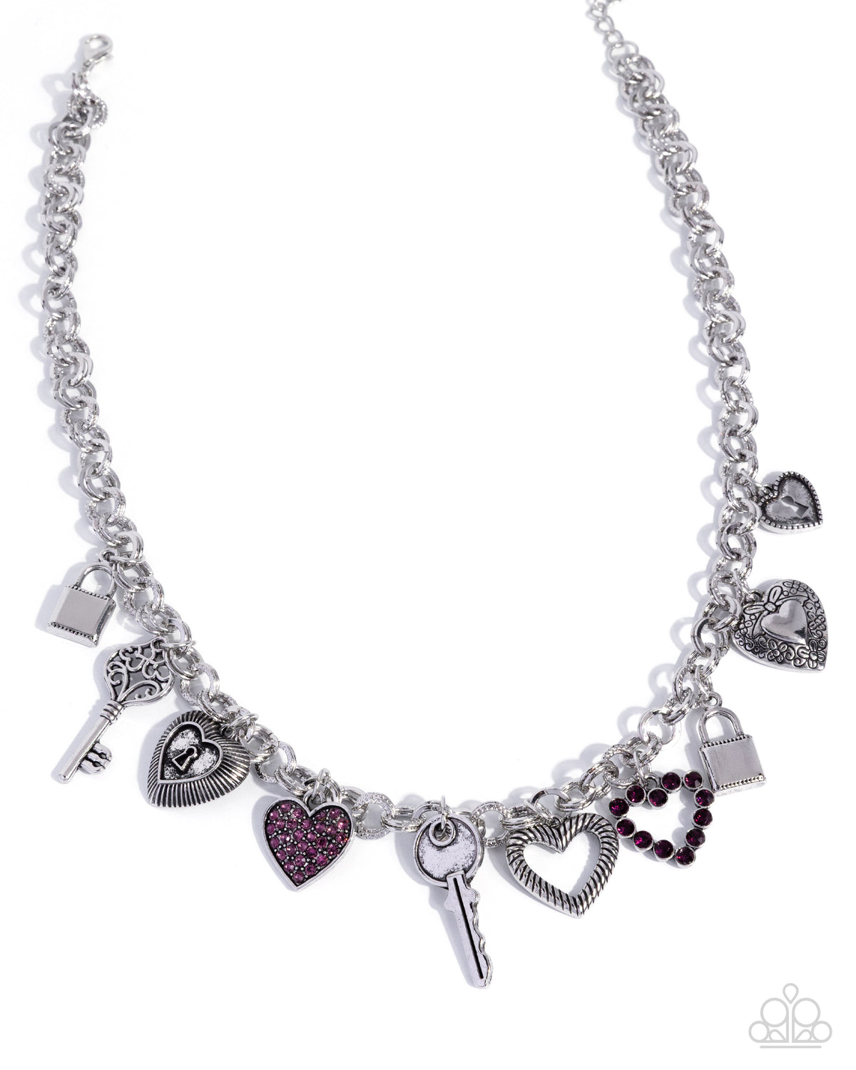 Intentional Influence Purple Heart Charm Necklace & Bracelet Set - Paparazzi Accessories-on model - CarasShop.com - Paparazzi Jewelry by Cara Jewels