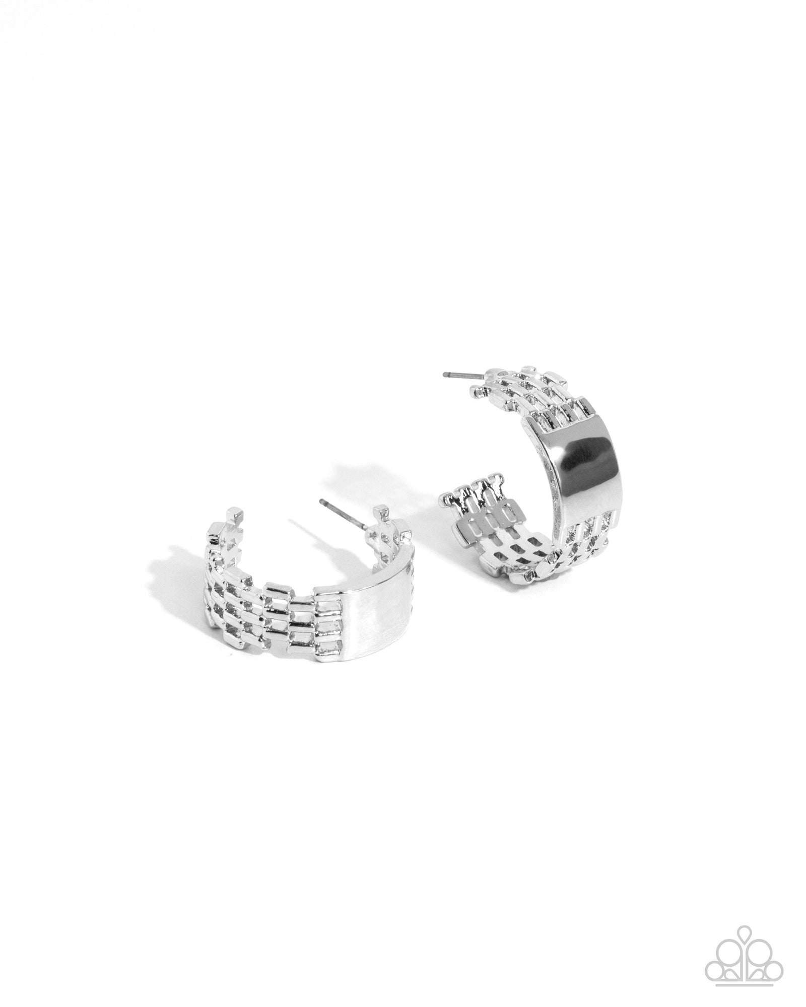 Interlocked Immunity Silver Hoop Earrings - Paparazzi Accessories- lightbox - CarasShop.com - Paparazzi Jewelry by Cara Jewels
