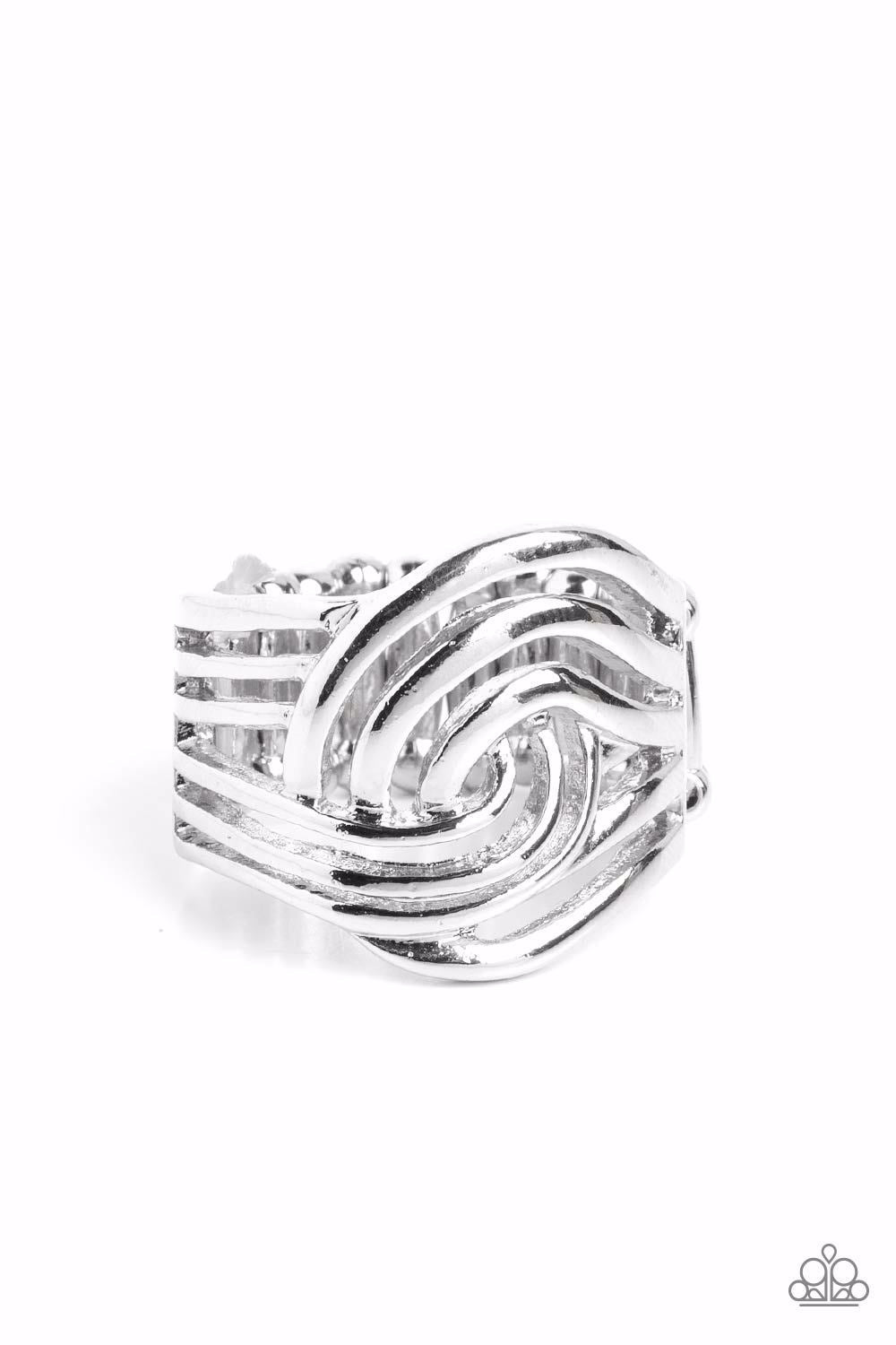Interlocked Insignia Silver Ring - Paparazzi Accessories- lightbox - CarasShop.com - Paparazzi Jewelry by Cara Jewels