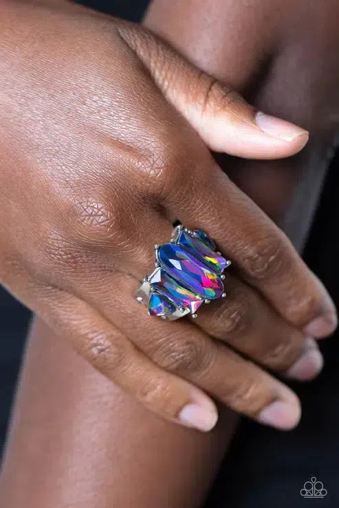 Iridescently Interstellar Multi Ring - Paparazzi Accessories-on model - CarasShop.com - Paparazzi Jewelry by Cara Jewels