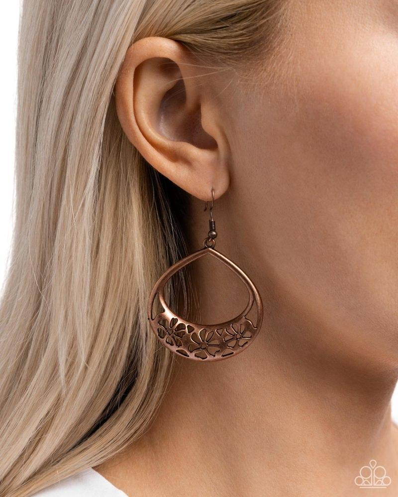 Island Ambrosia Copper Earrings - Paparazzi Accessories- lightbox - CarasShop.com - Paparazzi Jewelry by Cara Jewels