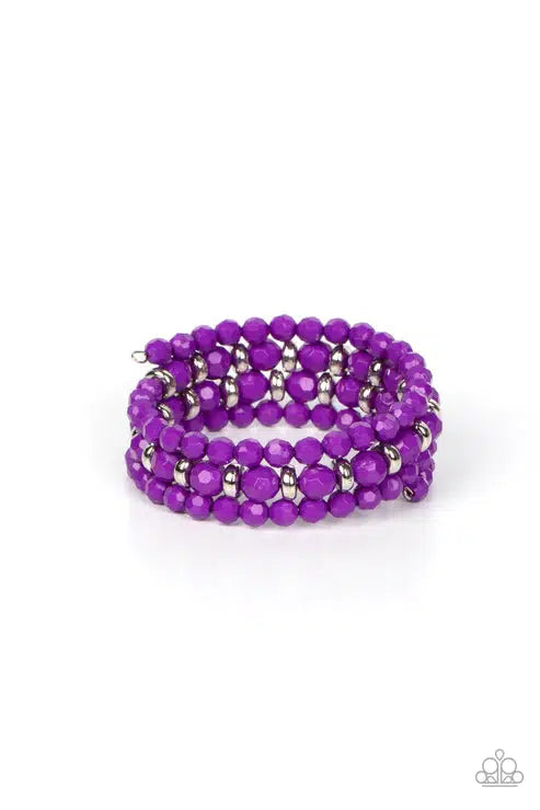 It's A Vibe Purple Bracelet - Paparazzi Accessories- lightbox - CarasShop.com - Paparazzi Jewelry by Cara Jewels