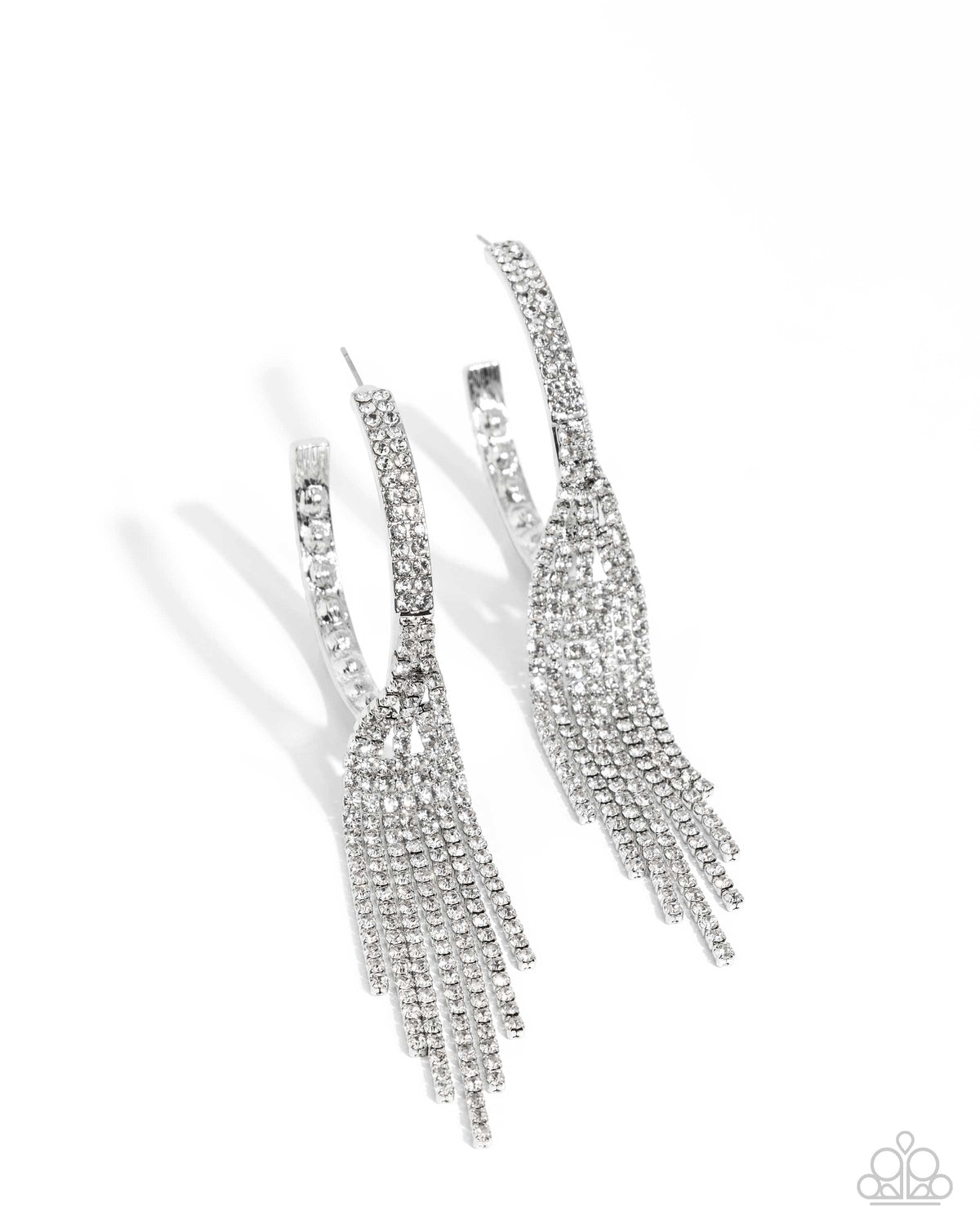 Jaw-Dropping Jubilee White Rhinestone Hoop Earrings - Paparazzi Accessories- lightbox - CarasShop.com - Paparazzi Jewelry by Cara Jewels