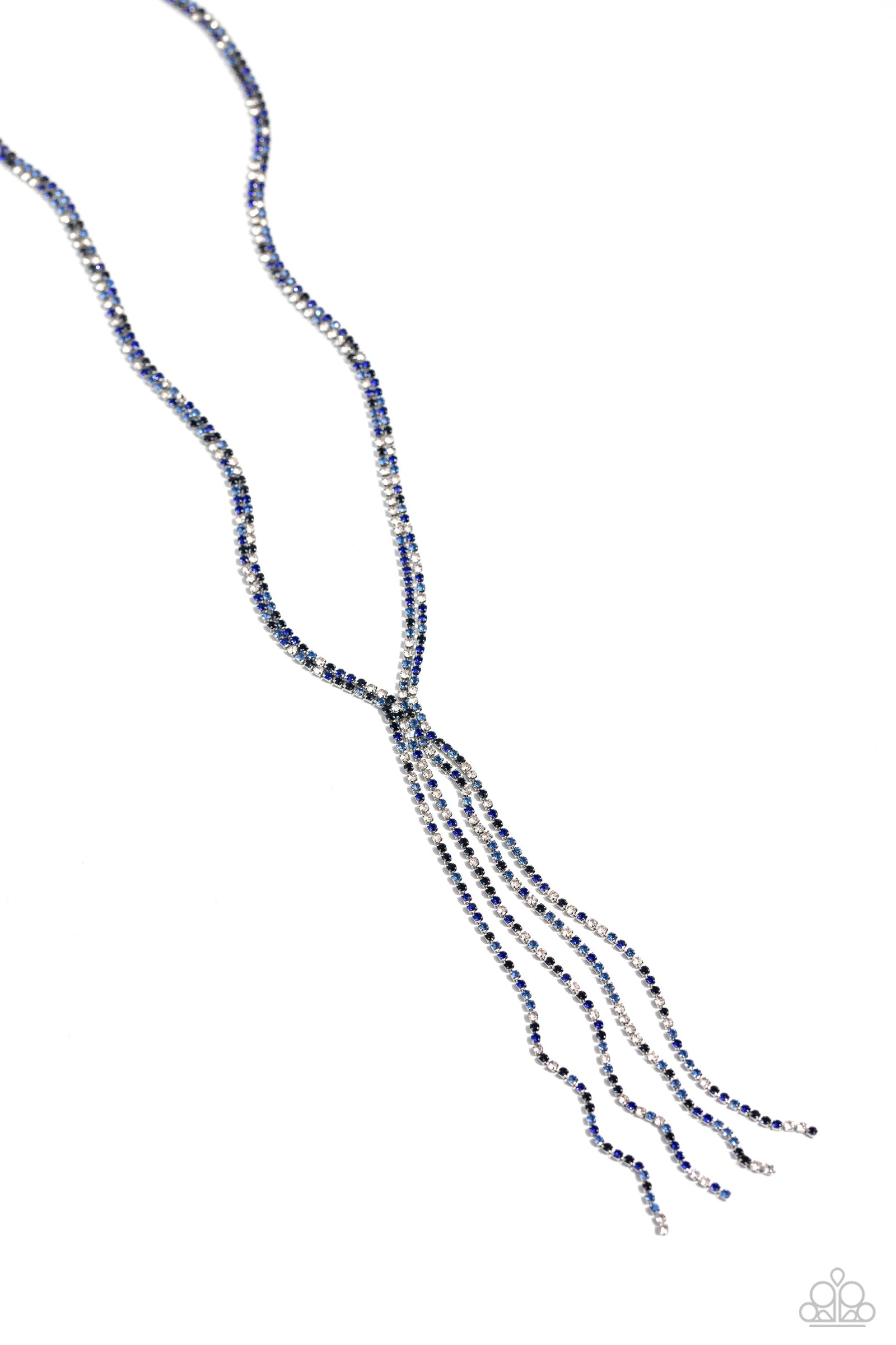 Jazz STRANDS Blue Rhinestone Necklace - Paparazzi Accessories- lightbox - CarasShop.com - Paparazzi Jewelry by Cara Jewels