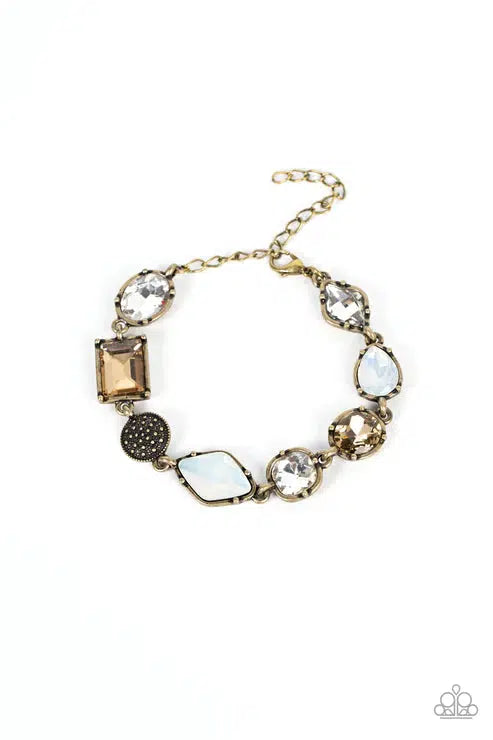 Jewelry Box Bauble Brass & Rhinestone Bracelet - Paparazzi Accessories- lightbox - CarasShop.com - Paparazzi Jewelry by Cara Jewels