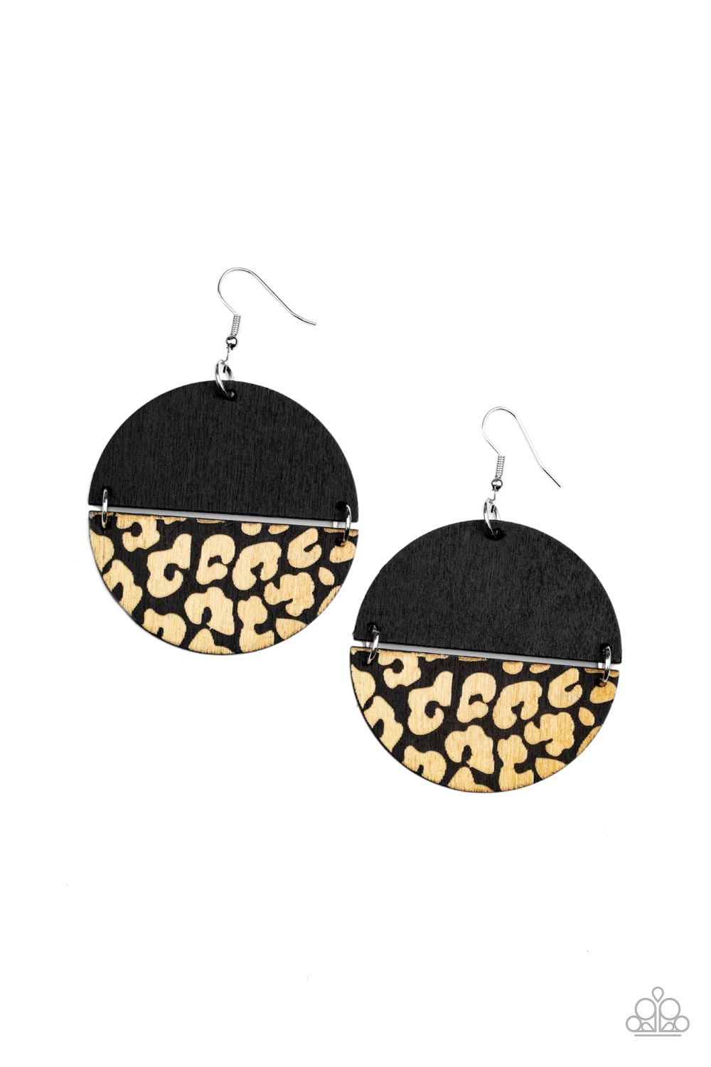 Jungle Catwalk Black Wood Cheetah Print Earrings - Paparazzi Accessories- lightbox - CarasShop.com - Paparazzi Jewelry by Cara Jewels