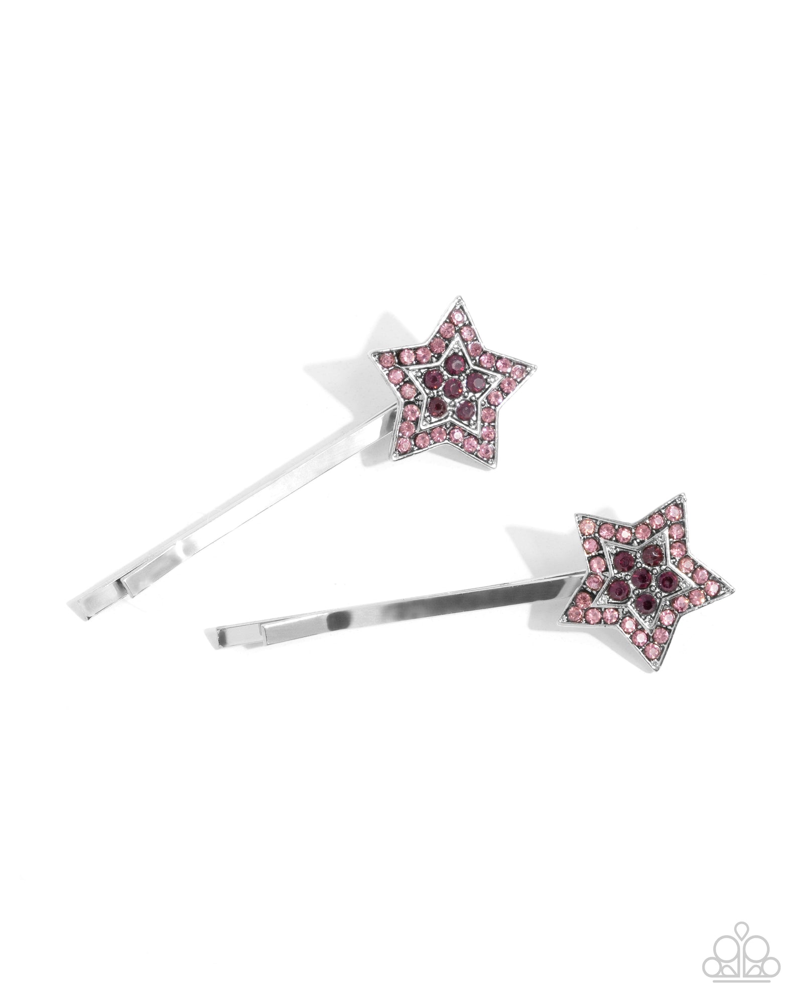 Just Getting STAR-ted Purple Rhinestone Hair Pins - Paparazzi Accessories- lightbox - CarasShop.com - Paparazzi Jewelry by Cara Jewels