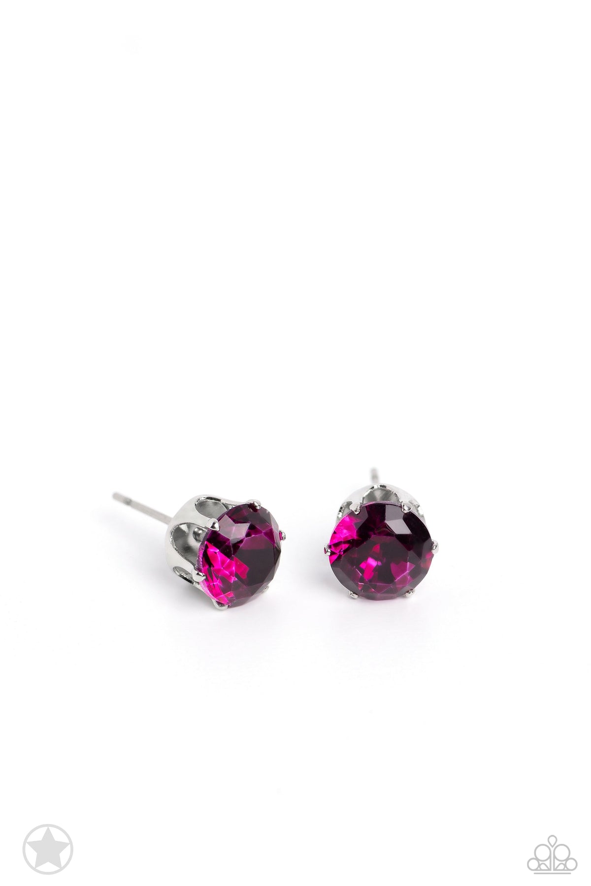 Just In TIMELESS Pink Rhinestone Post Earrings - Paparazzi Accessories- lightbox - CarasShop.com - Paparazzi Jewelry by Cara Jewels