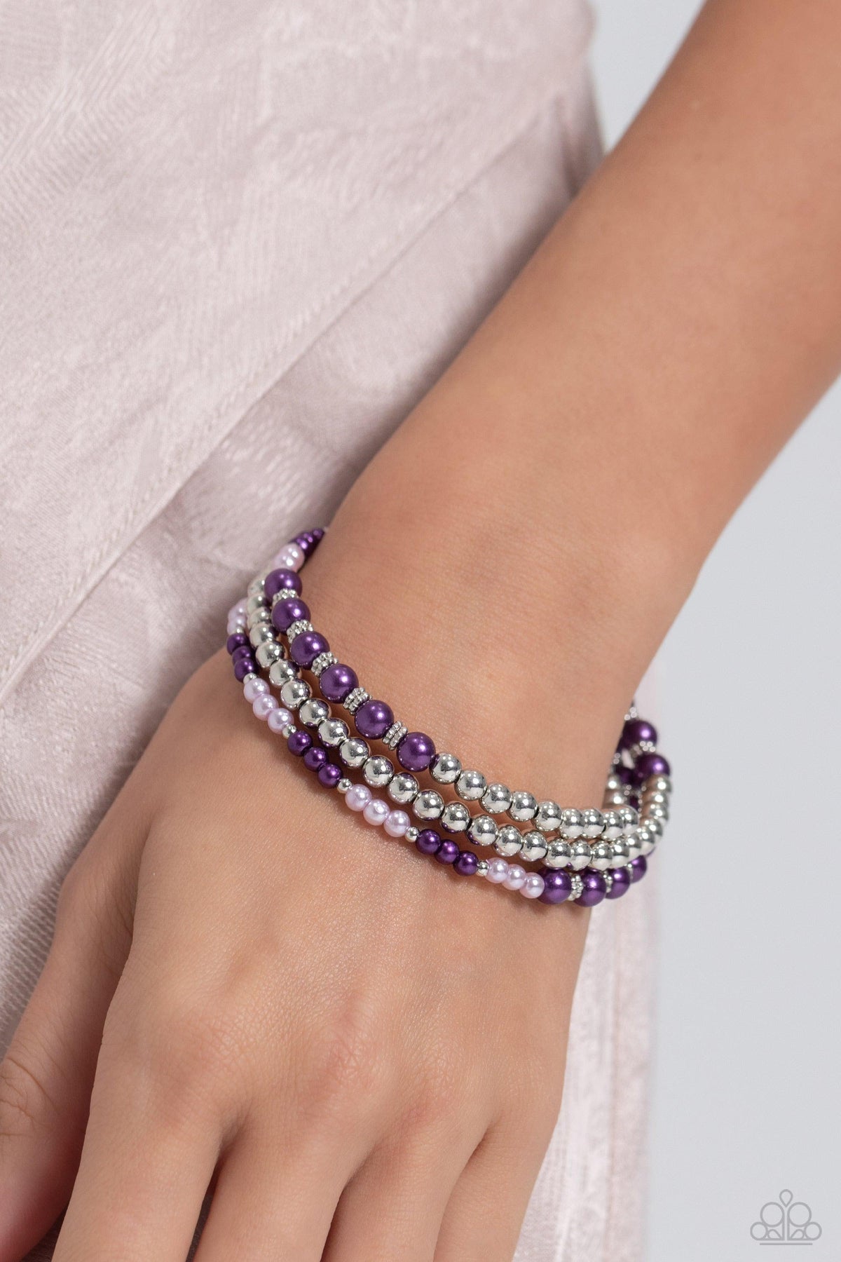 Just SASSING Through Purple Coil Bracelet - Paparazzi Accessories- on model - CarasShop.com - Paparazzi Jewelry by Cara Jewels