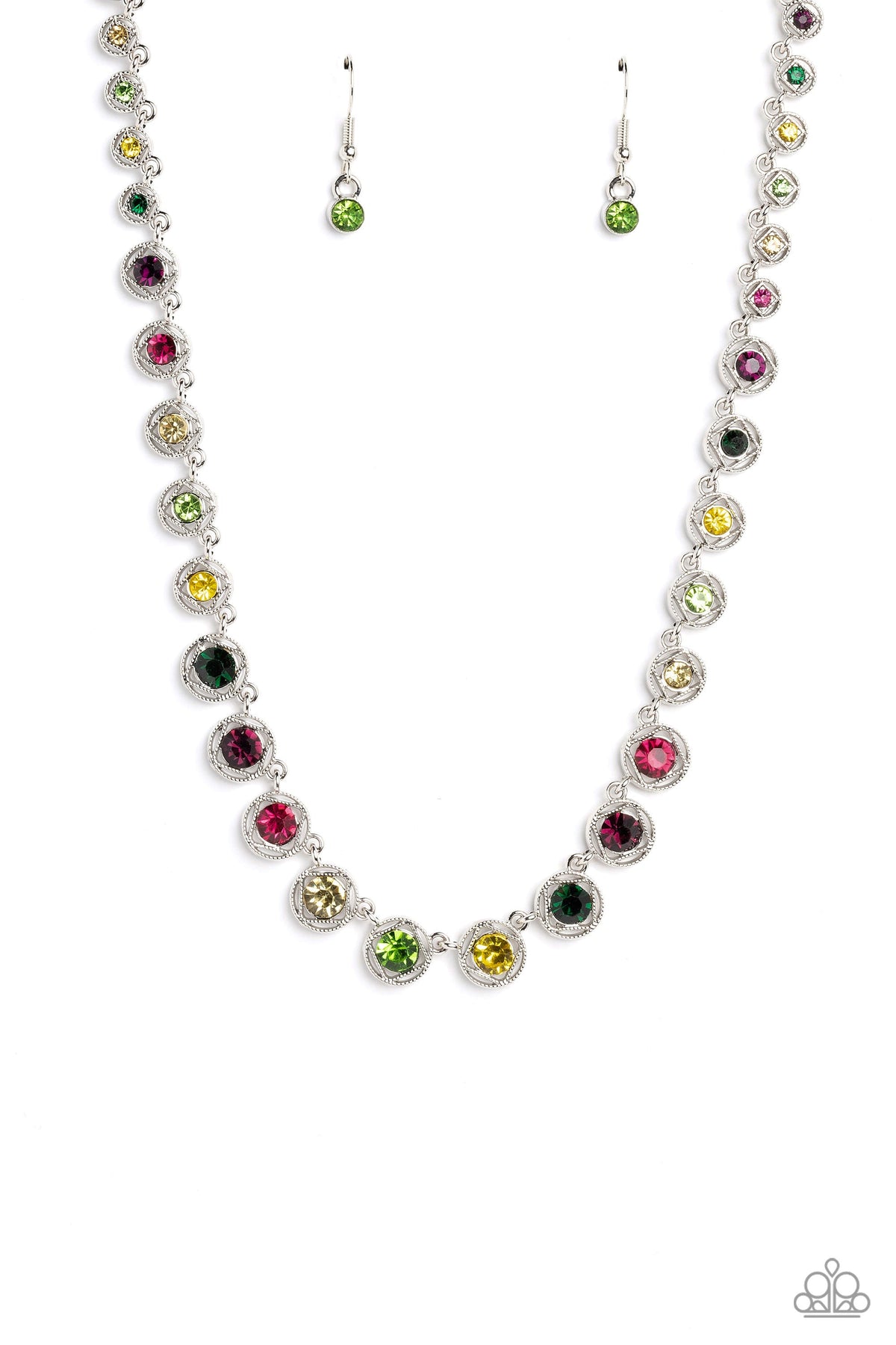Kaleidoscope Charm Multi Rhinestone Necklace - Paparazzi Accessories- lightbox - CarasShop.com - Paparazzi Jewelry by Cara Jewels