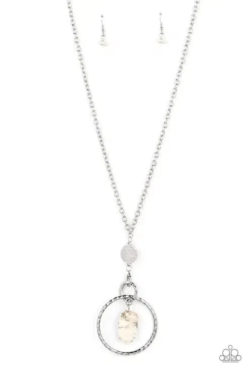 Keep The PIECE White Necklace - Paparazzi Accessories- lightbox - CarasShop.com - Paparazzi Jewelry by Cara Jewels
