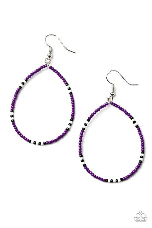 Keep Up The Good BEADWORK Purple Earrings - Paparazzi Accessories- lightbox - CarasShop.com - Paparazzi Jewelry by Cara Jewels