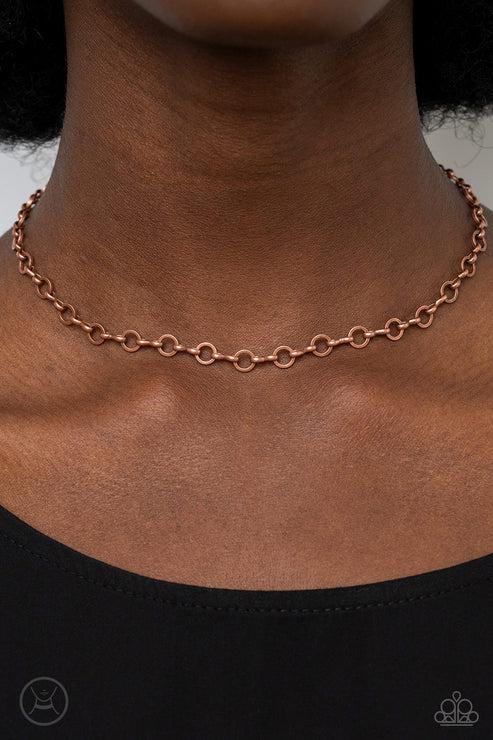 Keepin' It Chic Copper Necklace - Paparazzi Accessories-on model - CarasShop.com - Paparazzi Jewelry by Cara Jewels