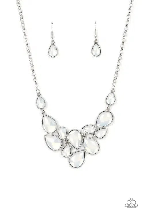 Keeps GLOWING and GLOWING White Necklace - Paparazzi Accessories- lightbox - CarasShop.com - Paparazzi Jewelry by Cara Jewels