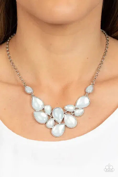 Keeps GLOWING and GLOWING White Necklace - Paparazzi Accessories-on model - CarasShop.com - Paparazzi Jewelry by Cara Jewels