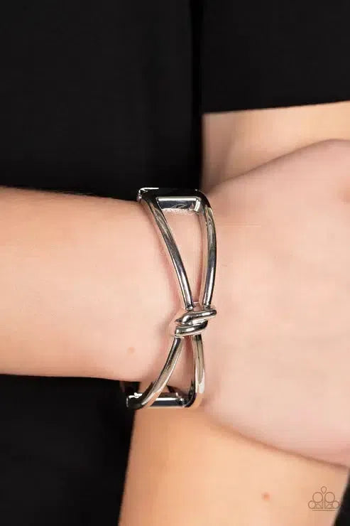 KNOT My First Rodeo Silver Bracelet - Paparazzi Accessories-on model - CarasShop.com - Paparazzi Jewelry by Cara Jewels