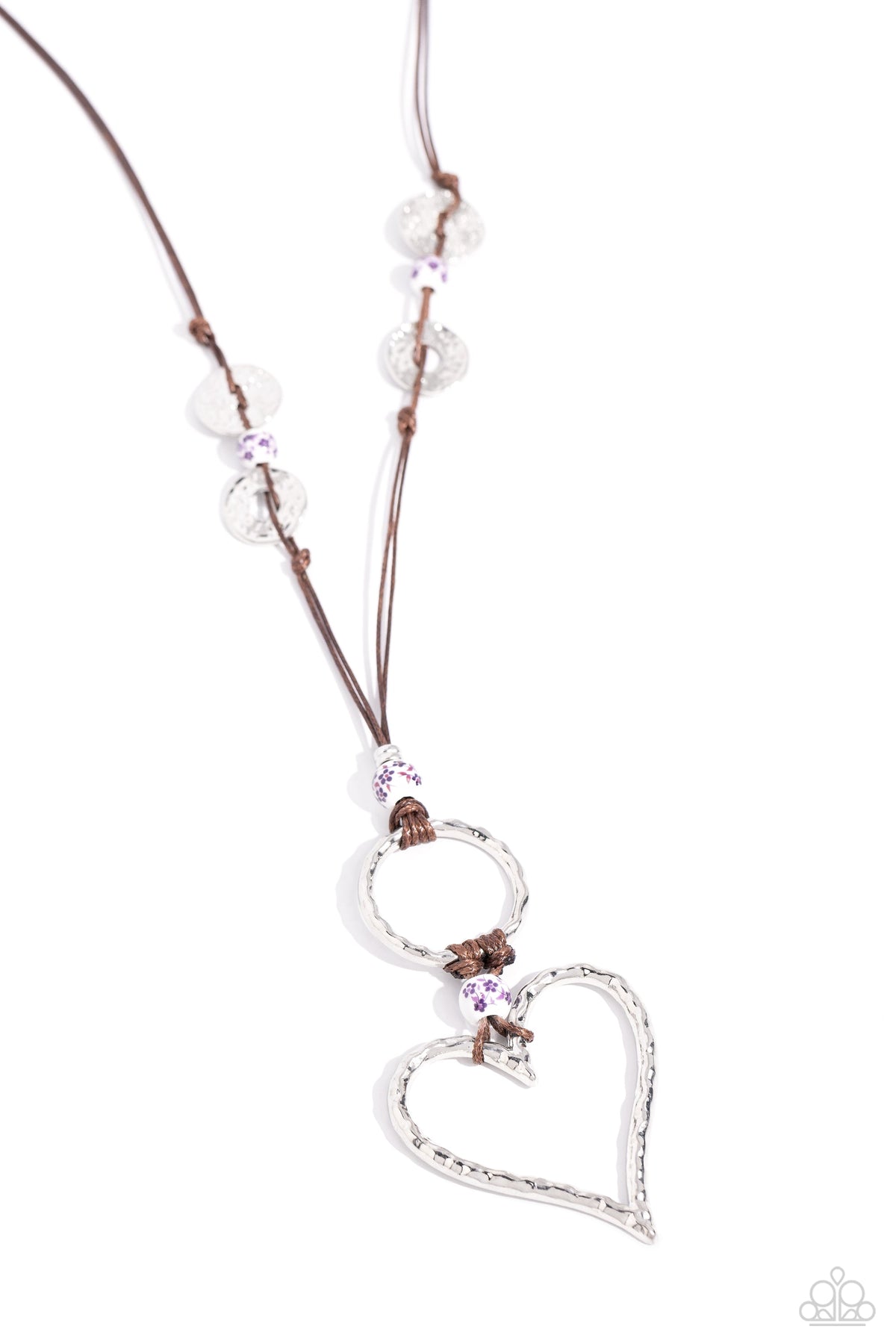 KNOT Over Yet Purple & Silver Heart Necklace - Paparazzi Accessories- lightbox - CarasShop.com - Paparazzi Jewelry by Cara Jewels