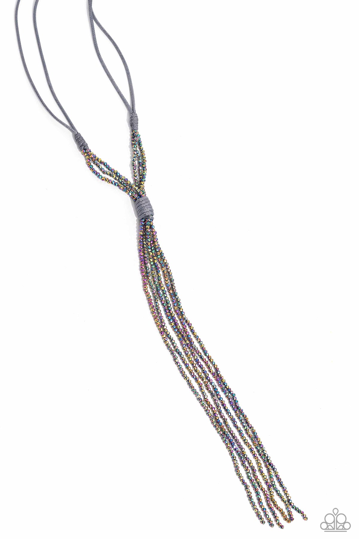 Knotted Karma Silver & Oil Spill Tassel Necklace - Paparazzi Accessories- lightbox - CarasShop.com - Paparazzi Jewelry by Cara Jewels