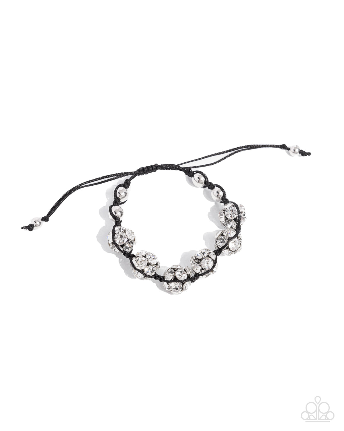 Knotted Kindness Black & White Rhinestone Urban Bracelet - Paparazzi Accessories- lightbox - CarasShop.com - Paparazzi Jewelry by Cara Jewels