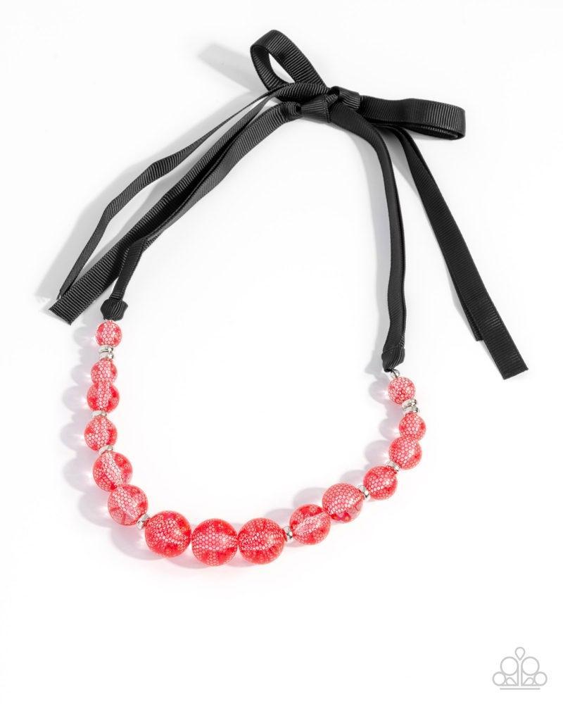 Lace Maker Red Necklace - Paparazzi Accessories- lightbox - CarasShop.com - Paparazzi Jewelry by Cara Jewels